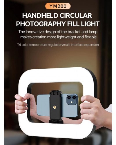 YM-200 Rechargeable 20W Selfie Portable Ring Light Phone Adjustable Fill Ring Light YM-200 Rechargeable 20W Selfie Portable Ring Light Phone Adjustable Fill Ring Light