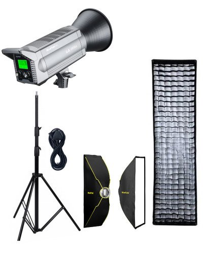 NiceFoto LA-2000A 200W Bi-Color COB LED Video Light With ES-1230 120x30cm Softbox/Stand