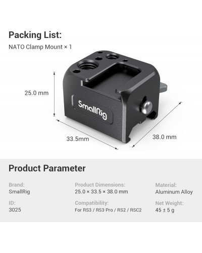 SmallRig NATO Clamp Accessory Mount for DJI RS 2/ RSC 2/ RS 3/ RS 3 Pro/ RS 4/ RS 4 Pro/ RS 4 Mini/ RS 5