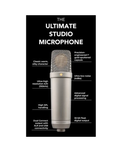 RODE NT1 5th Generation Large-Diaphragm Cardioid Condenser XLR/USB Microphone (Silver)