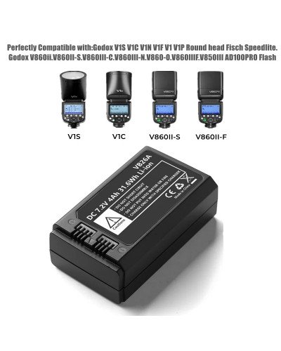 VB26A DC 7.2V 4000mAh 21.6Wh Lithium Battery Power Pack V1S V1N V1C V1F V1O V1 V860III V850III Flash
