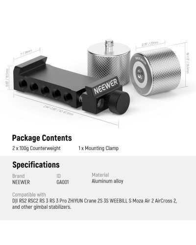 NEEWER GA001 Gimbal Counterweights and Clamp Kit for DJI