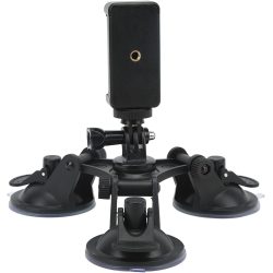 Triple Suction Cup Mount with 1/4 Threaded Head 360 Degree Tripod Ball Head