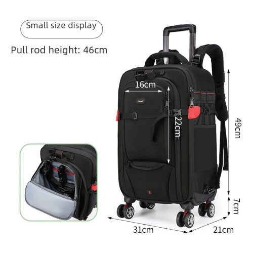 Camera Trolley Backpack with Wheels Professional DSLR Travel Bag (45L)