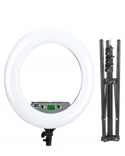 NiceFoto LR-480AII 50W 18″3200-6500K Dimmable Diva LED Ring Light with Stand