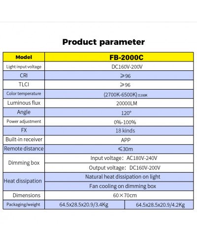NiceFoto FB-2000C 200W RGBW Folding Fabric LED Light