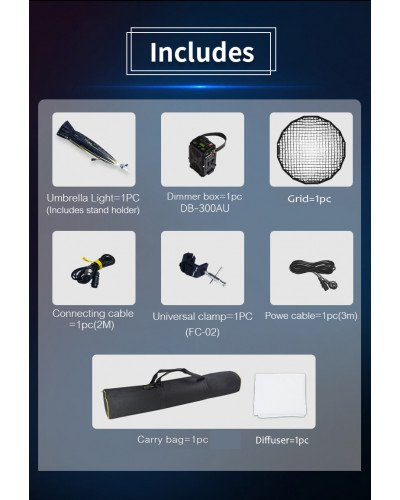 NiceFoto DL120-3000A 300W Bi-Color Umbrella Light(With Grid)
