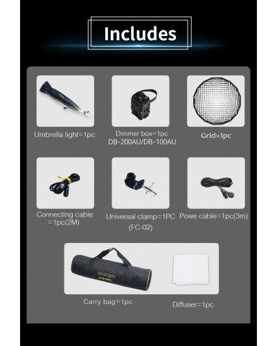 NiceFoto DL80-1000A 100W Bi-Color Umbrella Light(With Grid)