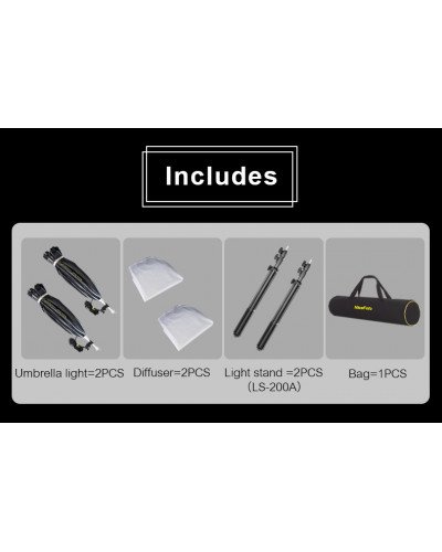 NiceFoto KT-DP80-1000B 100W (Daylight) Umbrella Light 2 Kit (With 2 Stand)