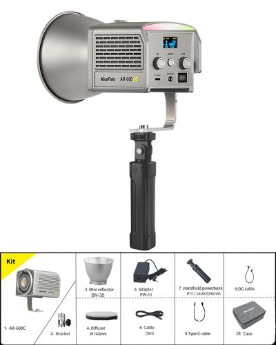 NiceFoto AR-600C RGB Mini Portable LED Video Light Kit(With Battery)