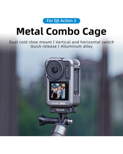TELESIN Aluminum Camera Cage for DJI Osmo Action 3/4