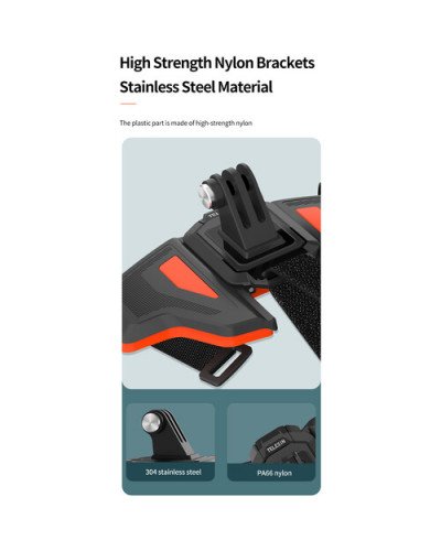TELESIN Motorcycle Helmet Chin Mount for Action Cameras(Orange)