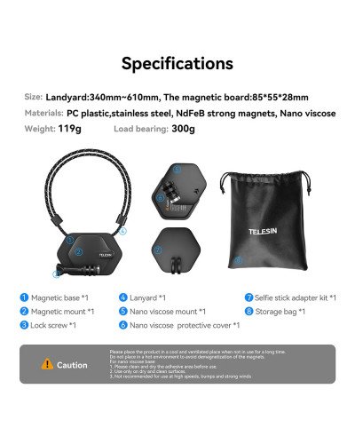 TELESIN Magnetic Bracket Expansion Set (Neck Mount/Quick Release)