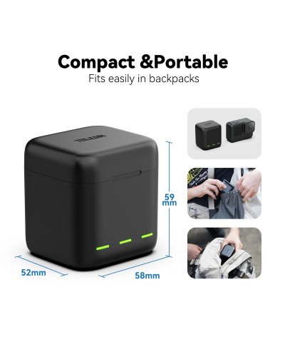 TELESIN Charging Case With 2 Batteries for Hero 12/11/10/9