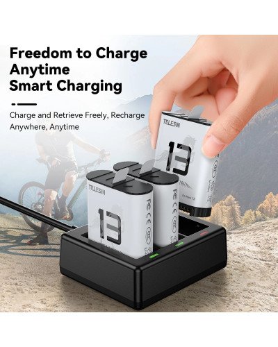 TELESIN Triple Battery Charger for GoPro Hero 13 TELESIN Triple Battery Charger for GoPro Hero 13