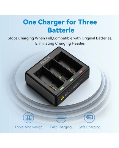 TELESIN Triple Battery Charger for GoPro Hero 13 TELESIN Triple Battery Charger for GoPro Hero 13