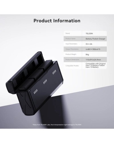 TELESIN Pocket Multifunctional Storage Charging Box for GoPro 13