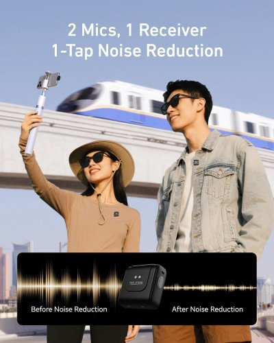 TELESIN 2in1 Wireless Lavalier Microphone with Charging Case