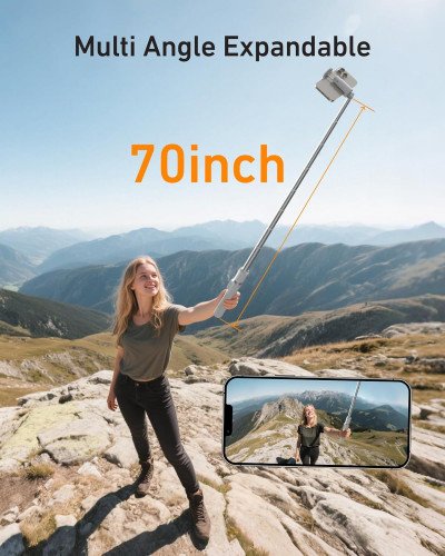 TELESIN 70" Phone Tripod Stand Gravity-Activated Auto-Open Selfie Stick TELESIN 70" Phone Tripod Stand Gravity-Activated Auto-Open Selfie Stick