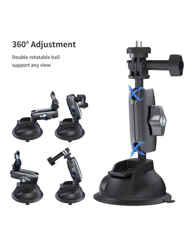 TELESIN Aluminum Alloy Camera Suction Cup Mount With Phone Clip TELESIN Aluminum Alloy Camera Suction Cup Mount With Phone Clip