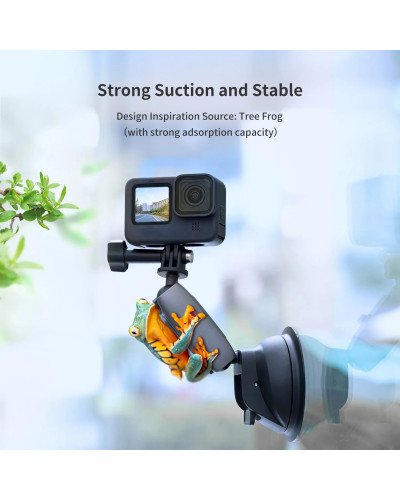 TELESIN Aluminum Alloy Camera Suction Cup Mount With Phone Clip TELESIN Aluminum Alloy Camera Suction Cup Mount With Phone Clip