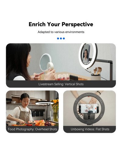 TELESIN Mobile Magnetic Floor Stand with 10 inch LED Photography Ring Light Selfie Fill Lamp TELESIN Mobile Magnetic Floor Stand with 10 inch LED Photography Ring Light Selfie Fill Lamp
