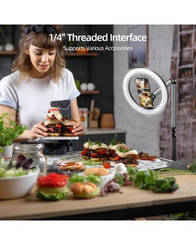 TELESIN Mobile Magnetic Floor Stand with 10 inch LED Photography Ring Light Selfie Fill Lamp TELESIN Mobile Magnetic Floor Stand with 10 inch LED Photography Ring Light Selfie Fill Lamp