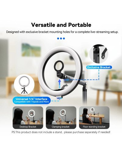 TELESIN Mobile Magnetic Floor Stand with 10 inch LED Photography Ring Light Selfie Fill Lamp TELESIN Mobile Magnetic Floor Stand with 10 inch LED Photography Ring Light Selfie Fill Lamp