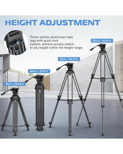 Ulanzi MT-81 Heavy-Duty Video Tripod with Fluid Head
