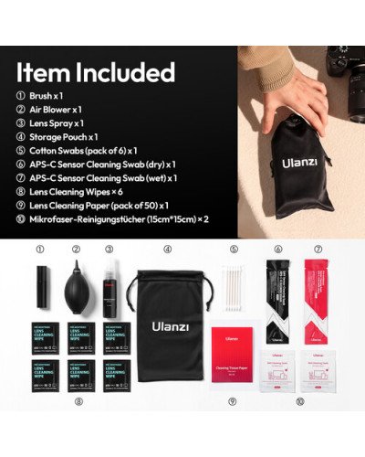 Ulanzi CO72 10-in-1 Cleaning Kit for APS-C Camera Ulanzi CO72 10-in-1 Cleaning Kit for APS-C Camera