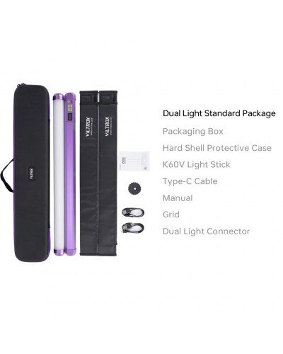 VILTROX K60V 20W Handheld RGB LED Light Stick Neon Purple (22.8")