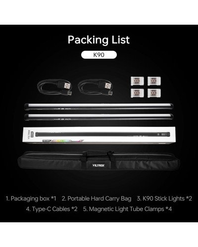 VILTROX K90 2 Kit 30W Handheld RGB LED Light Stick Black (38.31")
