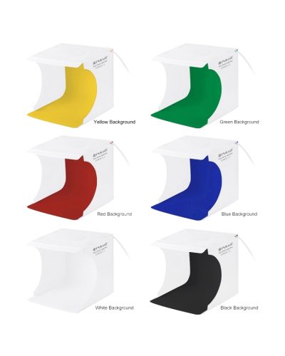 PULUZ 23cm Ring LED Panel Folding Portable Light Photo Lighting Studio Shooting Tent Box Kit with 6 Colors Backdrops
