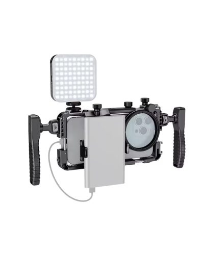 BAFANG BFT-05A Universal Phone Video Rig with Dual Handles Smartphone Cage Stabilizer for Video Recording