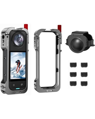 Flymily Metal Cage Rig Housing Frame with Lens Cover for Insta360 X5