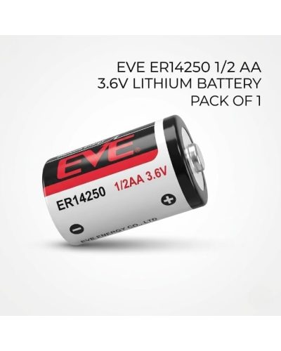 EVE ER 14250 Lithium Thionyl Chloride Battery 1/2 AA Size 3.6V 1200mAh for Utility Metres and Security Systems