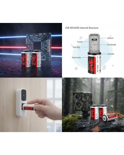 EVE ER 14250 Lithium Thionyl Chloride Battery 1/2 AA Size 3.6V 1200mAh for Utility Metres and Security Systems