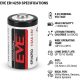 EVE ER 14250 Lithium Thionyl Chloride Battery 1/2 AA Size 3.6V 1200mAh for Utility Metres and Security Systems