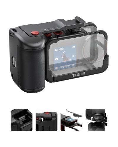 TELESIN Aluminum Street Photography Grip & Cage Kit for DJI Action 3/4/5 Pro