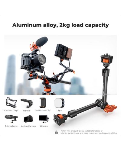 K&F Concept 11-Inch Magic Arm with 1/4-Inch Screw & 360° Ball Heads for Monitor LED Light & Camera Rig K&F Concept 11-Inch Magic Arm with 1/4-Inch Screw & 360° Ball Heads for Monitor LED Light & Camera Rig