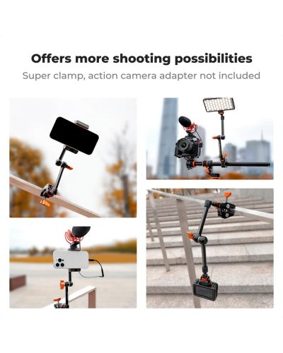 K&F Concept 11-Inch Magic Arm with 1/4-Inch Screw & 360° Ball Heads for Monitor LED Light & Camera Rig K&F Concept 11-Inch Magic Arm with 1/4-Inch Screw & 360° Ball Heads for Monitor LED Light & Camera Rig