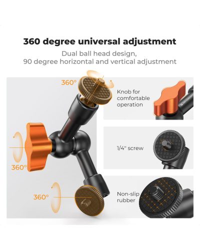 K&F Concept 6-Inch Magic Arm with 1/4-Inch Screw & 360° Ball Head for Monitor LED Light K&F Concept 6-Inch Magic Arm with 1/4-Inch Screw & 360° Ball Head for Monitor LED Light