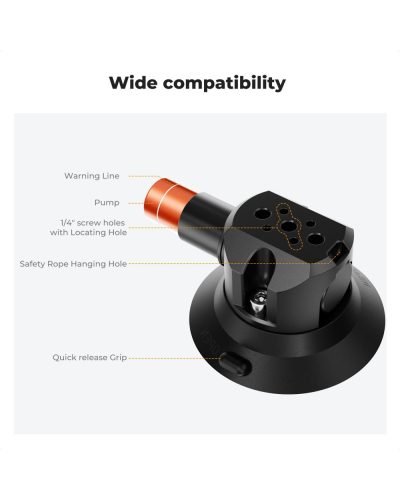 K&F Concept 3-Inch Suction Cup Mount with Double Ball Head Magic Arm 1/4-Inch Screw for Car & Action Camera