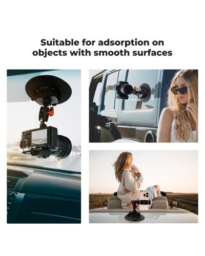 K&F Concept 6-Inch Suction Cup Camera Mount with Magic Arm ARRI & 1/4-Inch 3/8-Inch Threads for Car & Action Camera