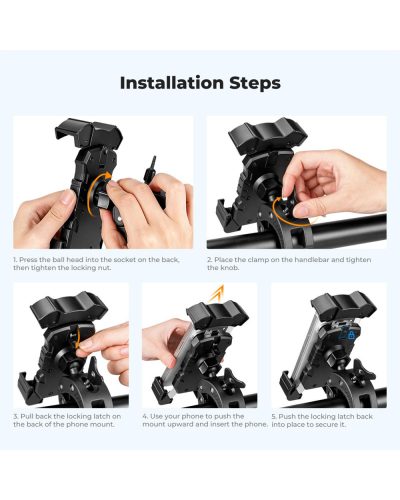 K&F Concept Motorcycle Phone Mount with 360° Adjustable Handlebar Clamp for 4.7-Inch–6.9-Inch Phones K&F Concept Motorcycle Phone Mount with 360° Adjustable Handlebar Clamp for 4.7-Inch–6.9-Inch Phones