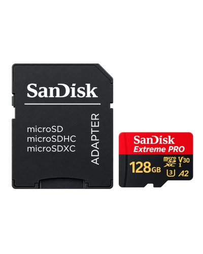 SanDisk Extreme PRO 128GB microSDXC Memory Card 250MBs / 120MB/s UHS-I U3 V30 A2