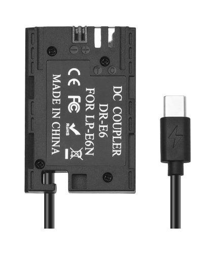 LP-E6 Dummy Battery USB-C Coupler Adapter DR-E6 Dummy Battery LP-E6 Dummy Battery USB-C Coupler Adapter DR-E6 Dummy Battery
