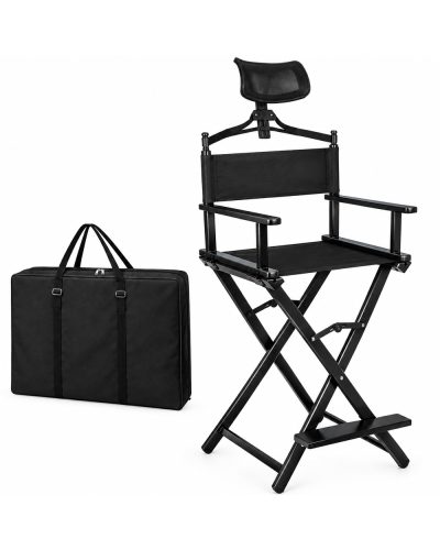 Directors Chair Folding Makeup Artist Portable Foldable Aluminum Chair With Head Rest Carrying Bag 