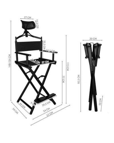Directors Chair Folding Makeup Artist Portable Foldable Aluminum Chair With Head Rest Carrying Bag 