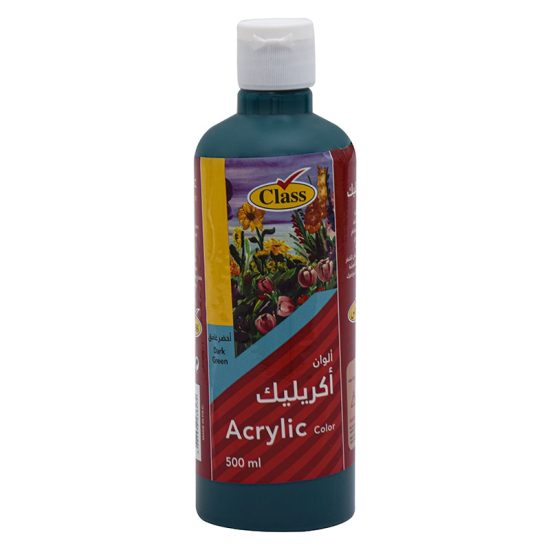 كلاس ألوان أكريليك - أخضر – مثالي للتلوين والرسم والأعمال اليدوية في المدرسة أو المنزل - طقم من 6 قطعة